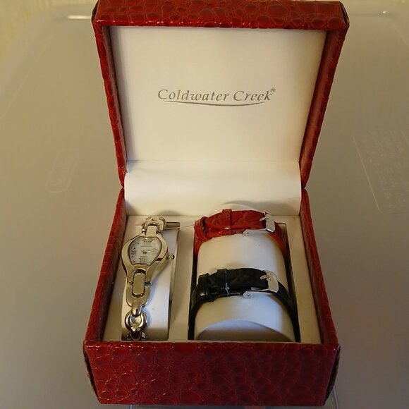 Coldwater Creek Women's Silver Tone Quartz Watch With Interchangeable Straps - Picture 1 of 15